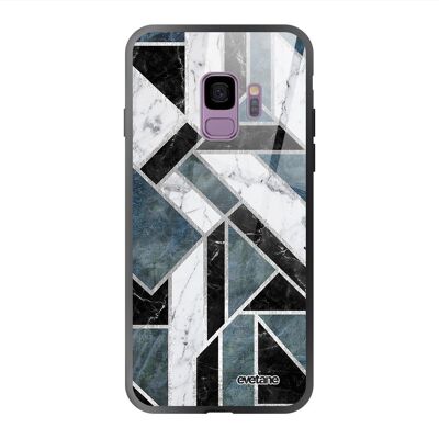 Samsung Galaxy S9 Tempered Glass Case Black Marble Green Graphic