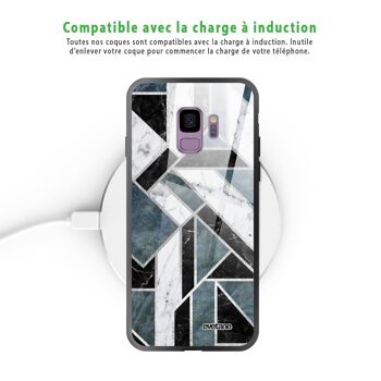 Coque Samsung Galaxy S9 en verre trempé noire Marbre Vert Graphique 5