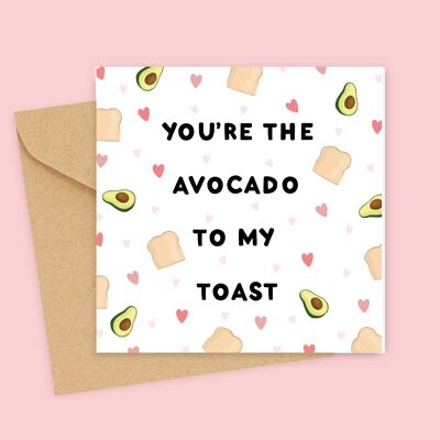 Biglietto di San Valentino con toast all'avocado