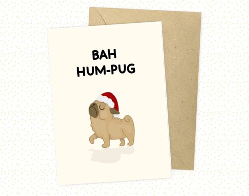 Bah Hum- Pug Christmas Card