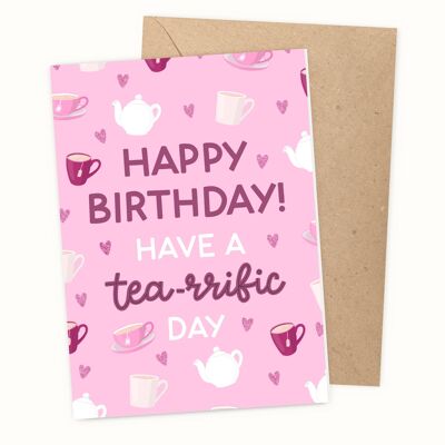 Tarjeta de cumpleaños de té