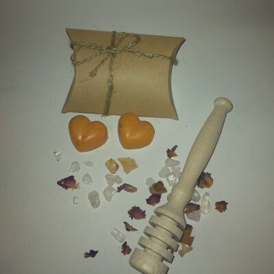 2 Heart Wax Melts (parafina o soja) en una caja de regalo, soja