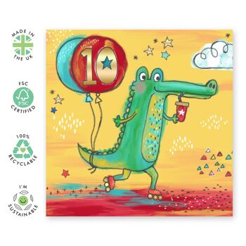 Carte d'anniversaire 10 ans, jolie carte d'anniversaire pour garçons, 10 ans 2