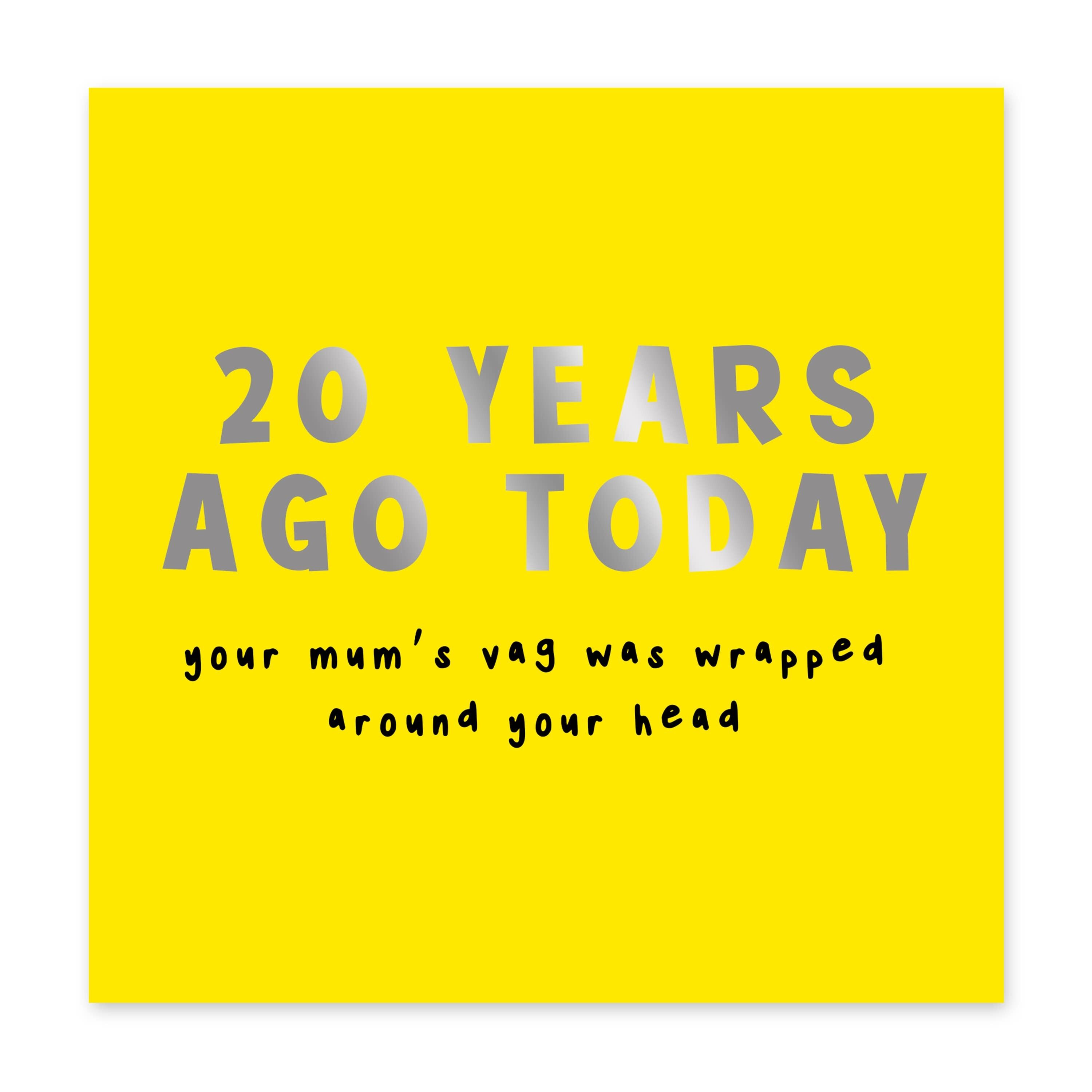 Carte d'anniversaire 20e, carte d'anniversaire grossière, anniversaire effronté