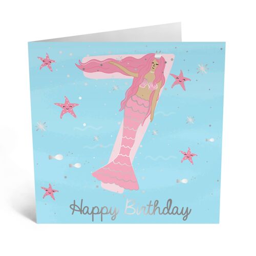 7th Birthday Card, Cute & Pretty Birthday Card, 7 Years Old