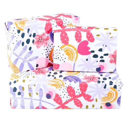 Abstract Floral Wrapping Paper, Gift Wrap - 1 Sheet