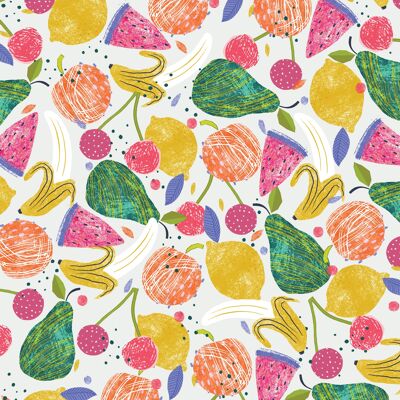 Papier d'emballage de fruits abstraits, papier cadeau - 1 feuille