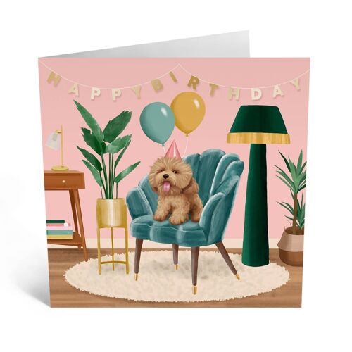 Armchair Dog Happy Birthday Card