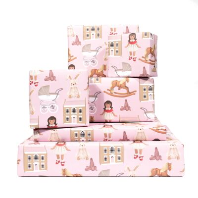 Papier cadeau pour jouets bébé fille - 1 feuille