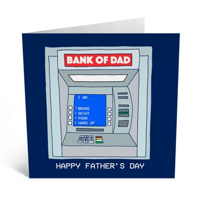 Carta per la festa del papà divertente della banca di papà