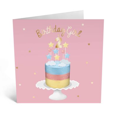 Tarjeta de cumpleaños niña dos