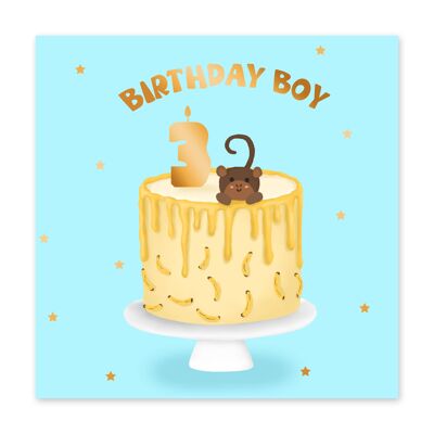Birthday Boy Cute 3rd Birthday Card