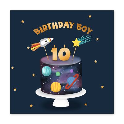 Birthday Boy Cute 10th Birthday Card