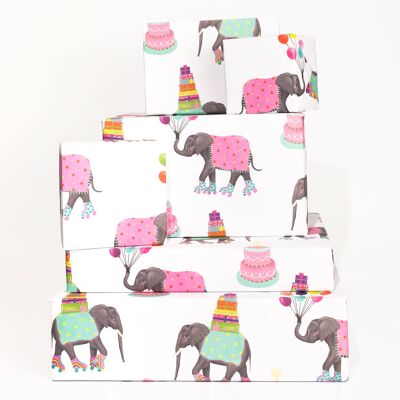 Papel de regalo de elefantes de cumpleaños - 1 hoja
