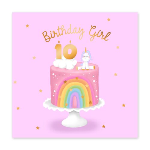 Birthday Girl Cute 10th Birthday Card