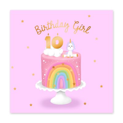 Geburtstags-Mädchen-niedliche 10. Geburtstags-Karte