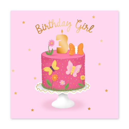 Birthday Girl Cute 3rd Birthday Card