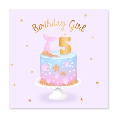 Geburtstags-Mädchen-niedliche 5. Geburtstags-Karte
