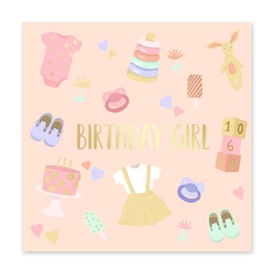 Carte d'anniversaire mignonne de fille d'anniversaire