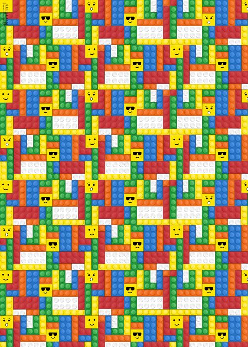 Building Blocks Faces Wrapping Paper - 1 Sheet