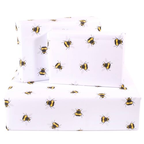 Busy Bees White Wrapping Paper - 1 Sheet