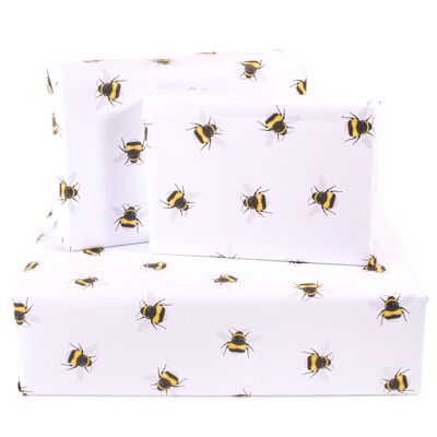 Papel de regalo blanco Busy Bees - 1 hoja