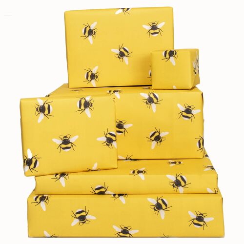 Busy Bees Yellow Wrapping Paper - 1 Sheet