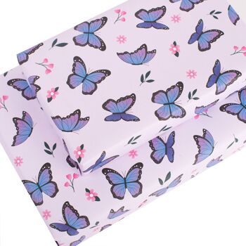 Papier Cadeau Papillons Et Fleurs - 1 Feuille 2