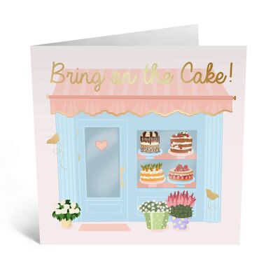 Tarjeta de cumpleaños linda de la tienda de pasteles