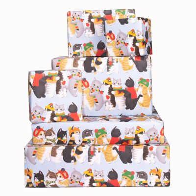 Papel de regalo de invierno Cat Conga - 1 hoja