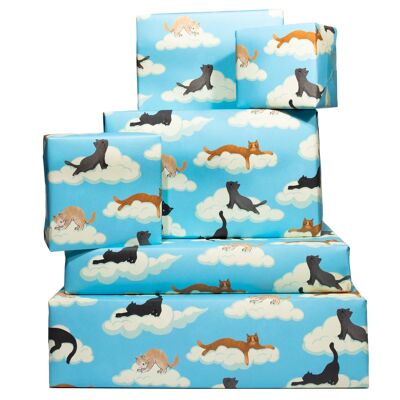 Cats On Clouds Wrapping Paper - 1 Sheet