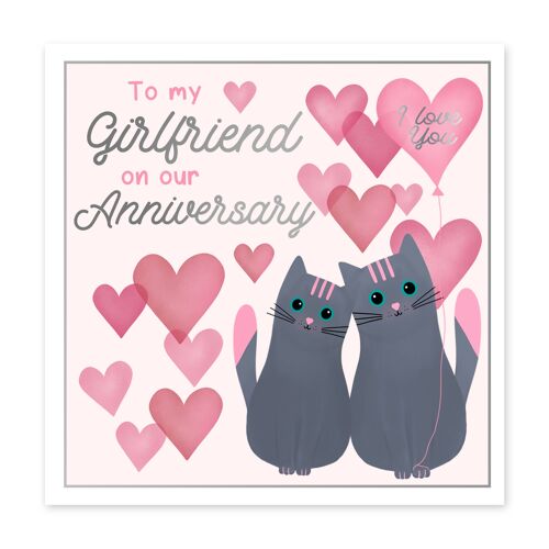 Cheddar the Cat Girlfriend Anniversary Card