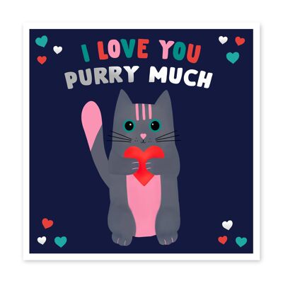 Cheddar the Cat I Love You Purry Much Card