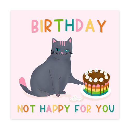 Cheddar the Cat Not Happy for You Card