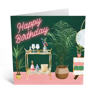 Cocktail Bar Happy Birthday Card
