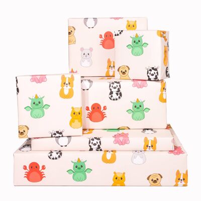 Papel de regalo con lindos animales bebés - 1 hoja