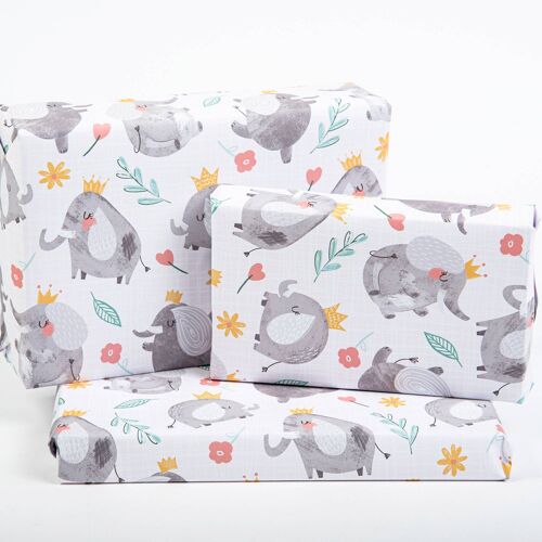 Dancing Elephants Baby Pink Wrapping Paper - 1 Sheet