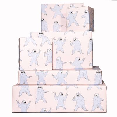 Dancing Sloths Wrapping Paper - 1 Sheet