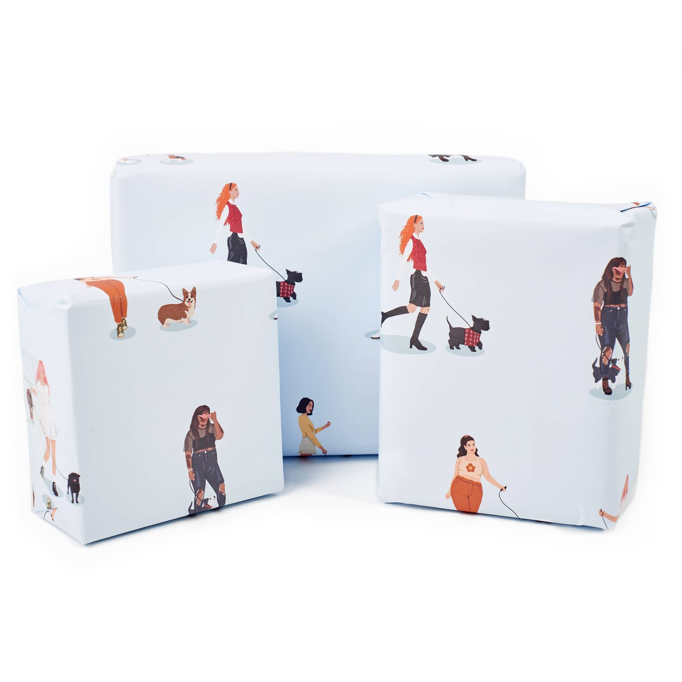 Carta da regalo per ragazze che camminano con il cane - 1 foglio