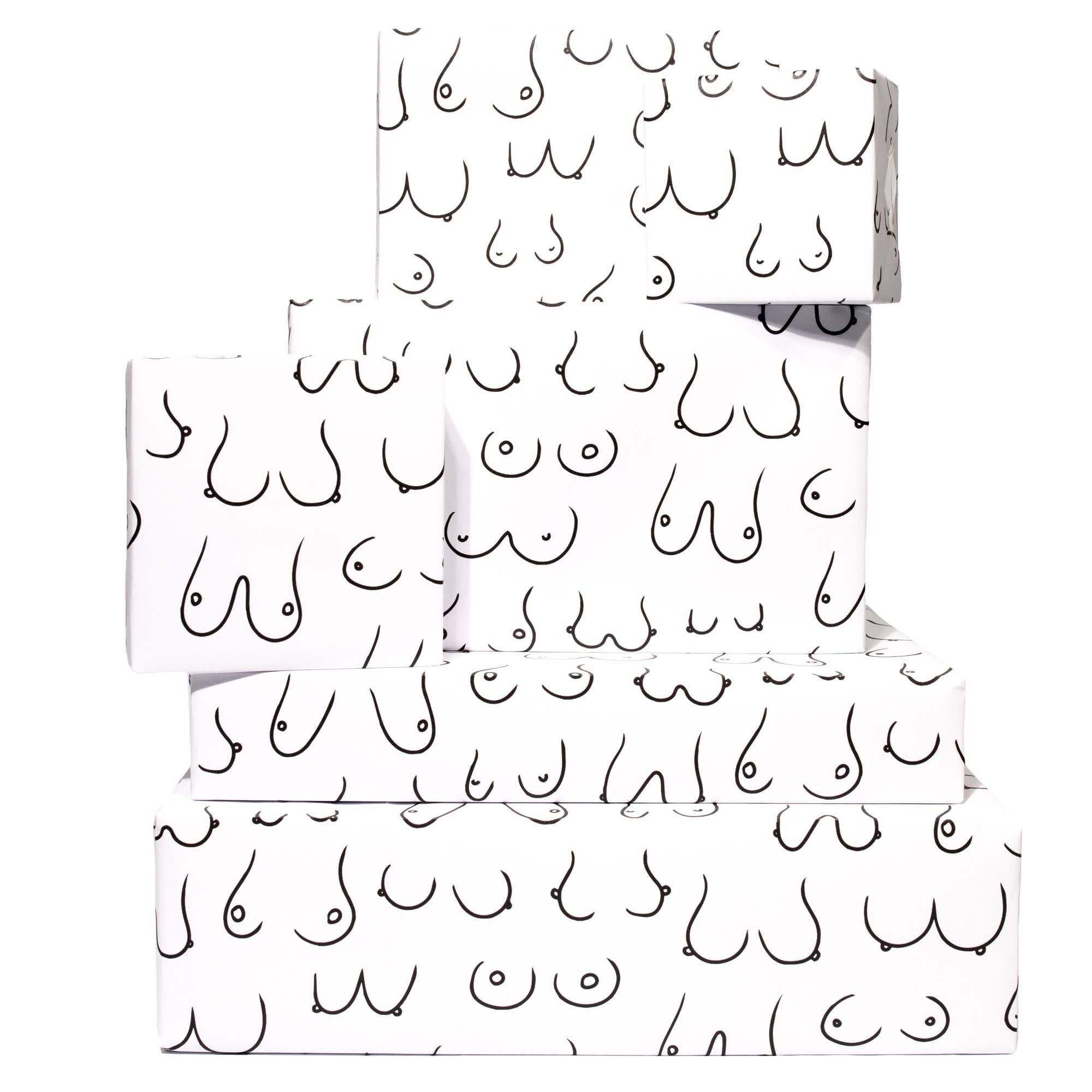 Doodle Boobs Carta da regalo nera - 1 foglio