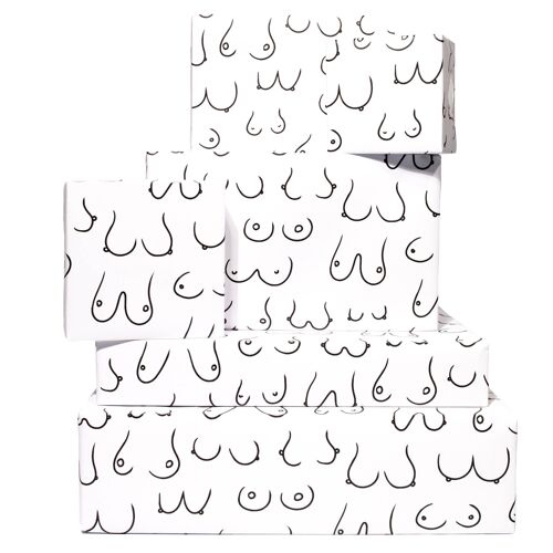 Doodle Boobs Black Wrapping Paper - 1 Sheet