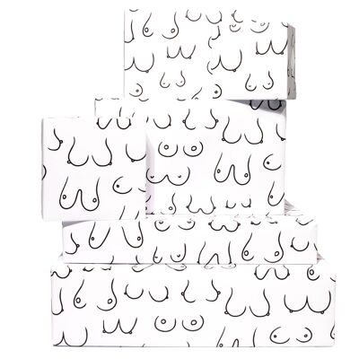 Doodle Boobs Schwarzes Geschenkpapier – 1 Blatt