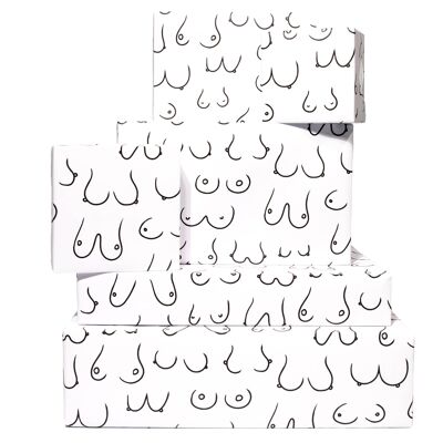 Doodle Boobs Black Wrapping Paper - 1 Sheet