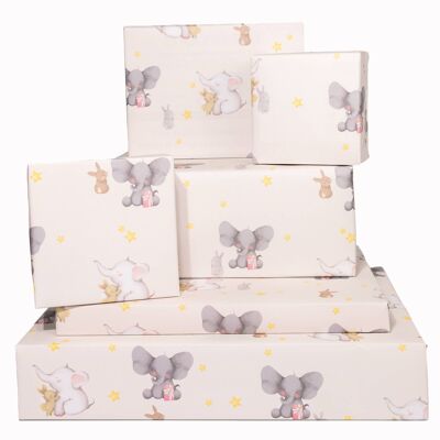 Elefanten und Hasen Geschenkpapier – 1 Blatt