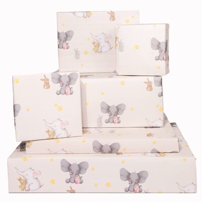 Papier Cadeau Éléphants Et Lapins - 1 Feuille