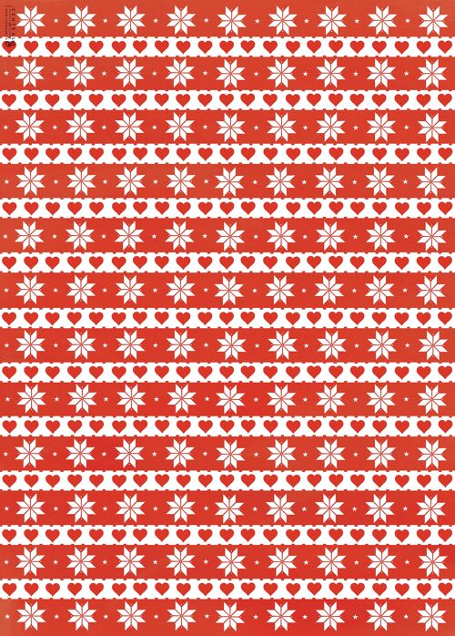 Fair Isle Red Wrapping Paper - 1 Sheet