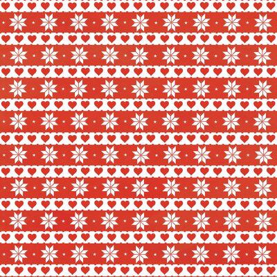 Papier Cadeau Fair Isle Rouge - 1 Feuille