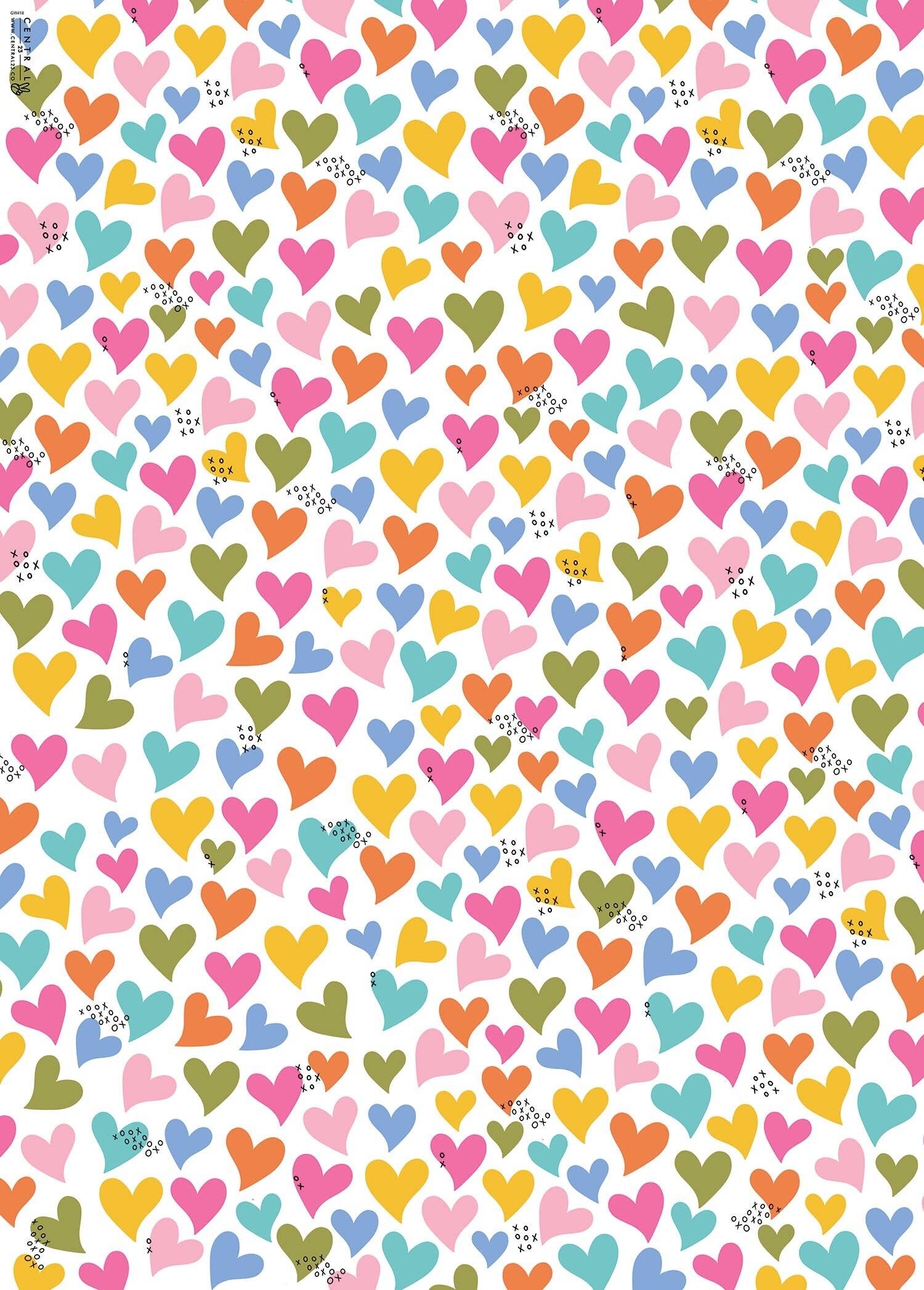 Papel de regalo de corazones flotantes - 1 hoja