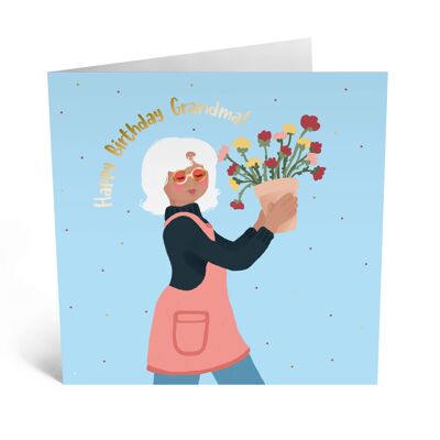 Tarjeta floral de cumpleaños para abuela