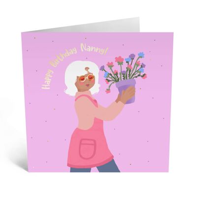 Tarjeta floral de cumpleaños para niñera